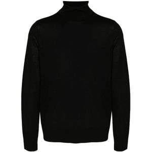 Dsquared2 Zwarte Fijngebreide Logotrui , Black , Heren , Maat: XL