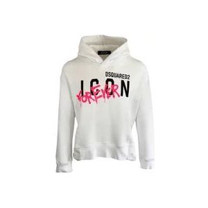 Dsquared2 Eeuwige Icoon - Witte Hoodie , White , Dames , Maat: 2XS