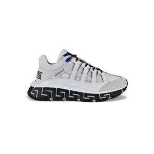 Versace Witte Leren Sneakers met Blauwe Details , White , Heren , Maat: 43 EU