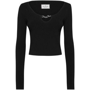 Philipp Plein, Dames, Tops, Zwart, Maat: S Viscose,