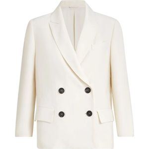 Brunello Cucinelli, Dames, Jassen, Beige, Maat: 2XS Leer,