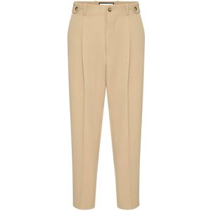 Philipp Plein, Heren, Broeken, Beige, Maat: M Wol,