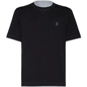 Brunello Cucinelli, Heren, Tops, Blauw, Maat: XL Katoen,