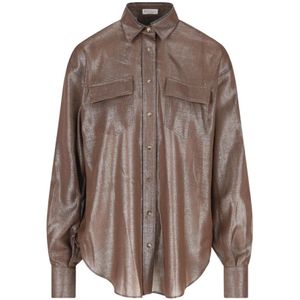 Brunello Cucinelli, Dames, Blouses & Shirts, Bruin, Maat: M