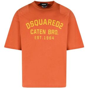 Dsquared2, Heren, Tops, Oranje, Maat: L