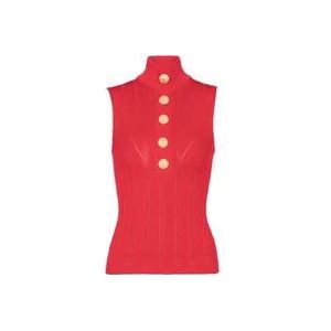 Balmain Sleeveless knit top , Red , Dames , Maat: 2XS