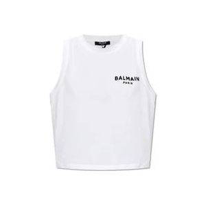 Balmain Bijgesneden oversized T-shirt , White , Dames , Maat: XS