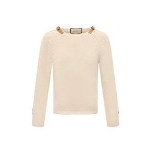 Gucci Wollen Trui met Gespsluiting , Beige , Heren , Maat: M