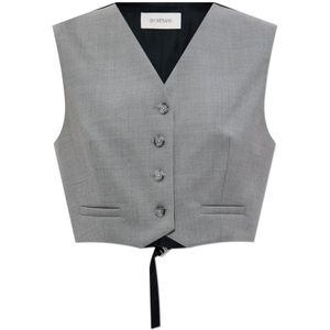 Sportmax, Dames, Jassen, Grijs, Maat: 3XS Zijde,