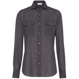 Brunello Cucinelli, Dames, Blouses & Shirts, Grijs, Maat: S Wol,