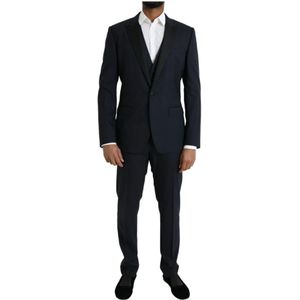 Dolce & Gabbana, Heren, Pakken, Blauw, Maat: L Wol,