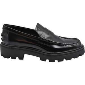 Tod's Zwarte Veterschoenen met Platte Zool , Black , Dames , Maat: 37 EU