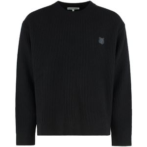 Maison Kitsuné, Heren, Truien, Zwart, Maat: L Wol,