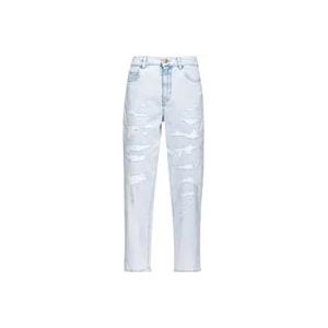 Pinko Lichte Mom-Fit Jeans met Scheuren , White , Dames , Maat: W26
