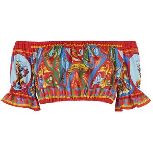 Dolce & Gabbana, Dames, Blouses & Shirts, Veelkleurig, Maat: 3XS Katoen,
