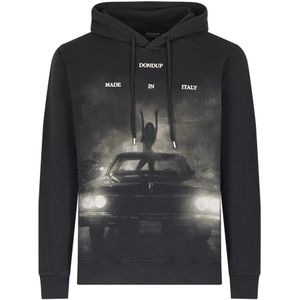 Dondup, Heren, Sweatshirts & Hoodies, Zwart, Maat: L Katoen,
