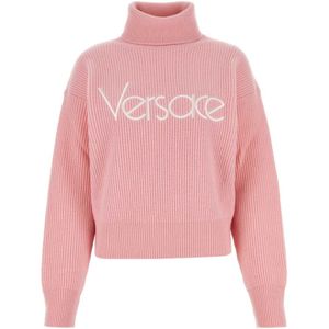 Versace Roze wollen trui - Stijlvol en comfortabel , Pink , Dames , Maat: XS