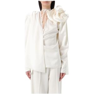 Magda Butrym, Dames, Blouses & Shirts, Wit, Maat: M Zijde,