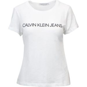 Calvin Klein Jeans - T-shirt - Wit - Katoen - Korte Mouwen - Wit Logo Print