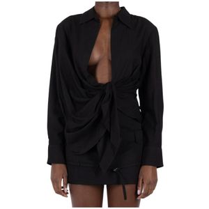 Jacquemus, Dames, Jurken, Zwart, Maat: XS Viscose,