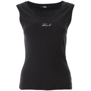 Karl Lagerfeld, Dames, Tops, Zwart, Maat: XL Katoen,