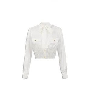 Elisabetta Franchi, Dames, Blouses & Shirts, Wit, Maat: M Zijde,