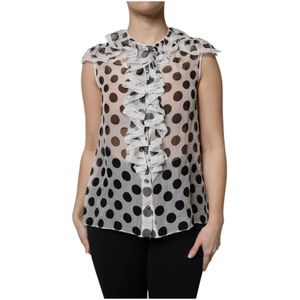 Dolce & Gabbana, Dames, Blouses & Shirts, Wit, Maat: XS Katoen,