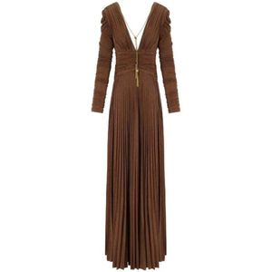 Elisabetta Franchi, Dames, Jurken, Bruin, Maat: XL Jersey,