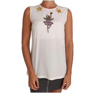 Dolce & Gabbana - Blousetops - Wit - Mouwloze Top - Zijde