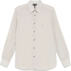 Emporio Armani, Heren, Overhemden, Wit, Maat: XL Viscose,