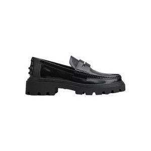 Tod's Stijlvolle loafers in halfglanzend leer , Black , Dames , Maat: 40 EU