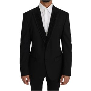 Dolce & Gabbana, Heren, Jassen, Zwart, Maat: L Zijde,