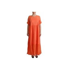 Twinset Koraal Katoenmix Maxi Jurk , Red , Dames , Maat: M