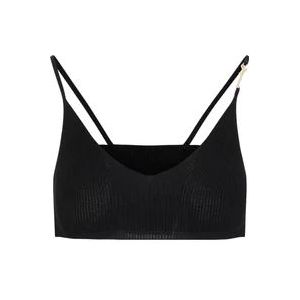 Jacquemus Zwarte V-hals Crop Top , Black , Dames , Maat: XS