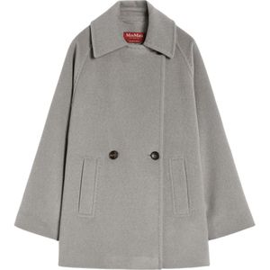 Max Mara Studio, Dames, Mantels, Grijs, Maat: 2XS Wol,