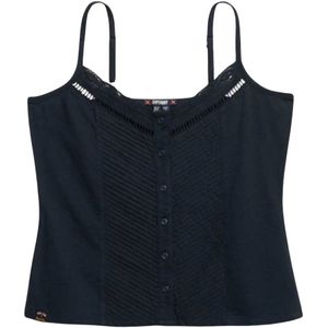 Superdry - Cami Top - Blauw - Katoen - Kant Knoop Door
