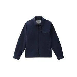 Woolrich Gabardine Overshirt , Blue , Heren , Maat: XL
