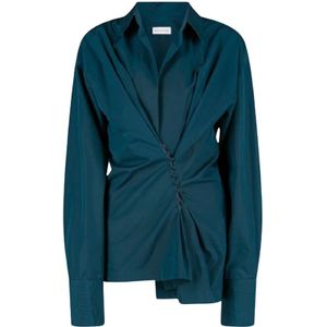 Dries Van Noten, Dames, Blouses & Shirts, Blauw, Maat: M Katoen,