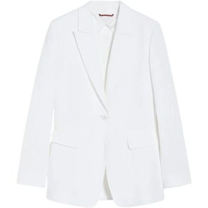 Max Mara, Dames, Jassen, Wit, Maat: S Linnen,