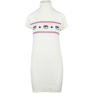 Chiara Ferragni Collection, Dames, Jurken, Wit, Maat: XS Wol,