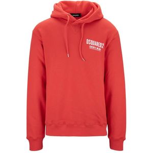 Dsquared2, Heren, Sweatshirts & Hoodies, Rood, Maat: L Katoen,