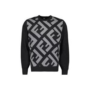 Fendi FF Print Wollen Sweatshirt , Gray , Heren , Maat: M