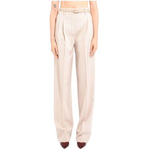 Max Mara Studio, Dames, Broeken, Beige, Maat: S Wol,