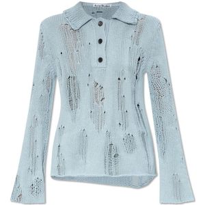 Acne Studios, Dames, Truien, Blauw, Maat: L Katoen,