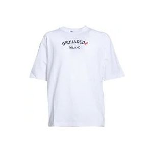 Dsquared2 Witte T-shirts en Polos , White , Heren , Maat: L