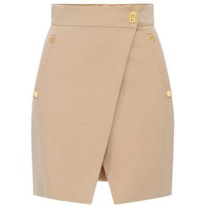 Elisabetta Franchi, Dames, Rokken, Beige, Maat: XS Gabardine,