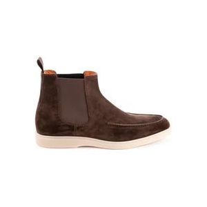 Santoni Bruine Suède Platte Schoenen , Brown , Heren , Maat: 41 1/2 EU