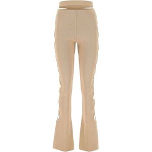 Andrea Adamo, Dames, Broeken, Beige, Maat: S