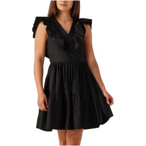 Second Female, Dames, Jurken, Zwart, Maat: XL Denim,