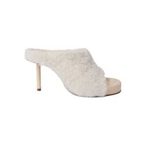 Jacquemus Faux-Fur High Heel Mules , White , Dames , Maat: 37 EU